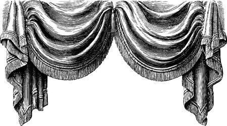 Elegant baroque curtain drapery engraving for classic interior designのイラスト素材