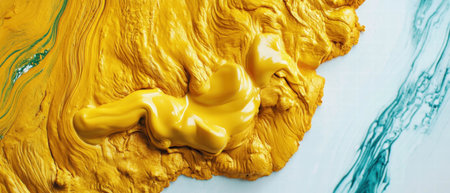 Vibrant gold paint texture with smooth retro colors creating a lively artistic backdropの素材