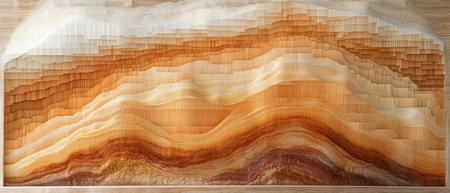Abstract representation of sound waves in warm tones with dynamic texturesの素材
