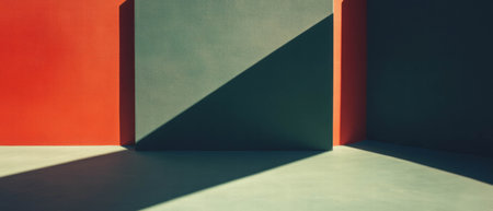 Exploration of bold color blocks casting dynamic shadows in warm tonesの素材