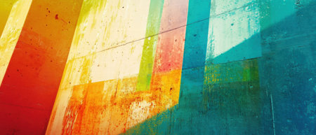 Vibrant digital glitch art displays warm colors and clean shadows in abstract compositionの素材