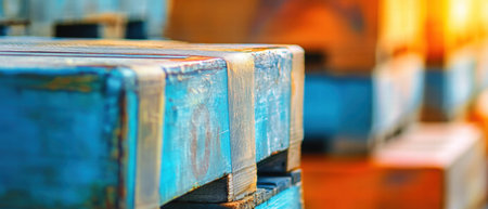 Close-up view of vibrant shipping label showcasing details and contrastsの素材