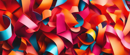 Brightly colored sticky notes arranged in a chaotic yet artistic displayの素材