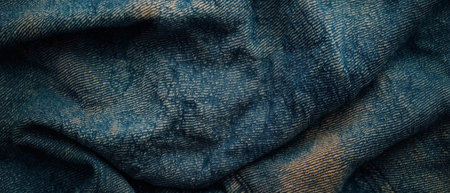 Faded denim texture captured in detailed close-up with film photography techniquesの素材