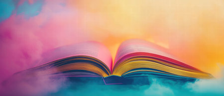 Discovering vibrant magazine pages filled with color and creativityの素材