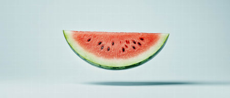 Juicy watermelon slice captured in a macro shot highlighting its vibrant colors and texturesの素材