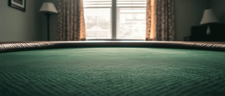 Private blackjack room with green baize showcasing a calm atmosphere and natural lightの素材