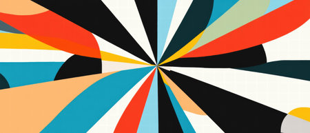 Radiant sunburst background with vibrant colors and dynamic patterns for design projectsの素材