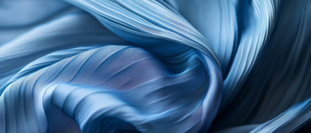 Pleated silk fabric showcasing delicate folds and structured texture in soft blue tonesの素材