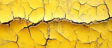 Cracked yellow wax texture showcasing brittle and irregular patterns in detailの素材