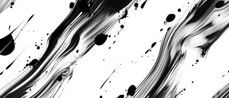 Asymmetrical black ink patterns on smooth white, perfect for various design usesの素材
