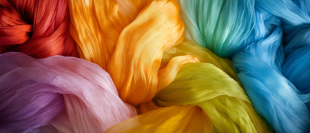 Soft and colorful silk yarn textures inviting creative projects and craftsmanshipの素材