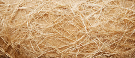 Kraft paper texture featuring long fibers and distinct visible lines in warm tonesの素材