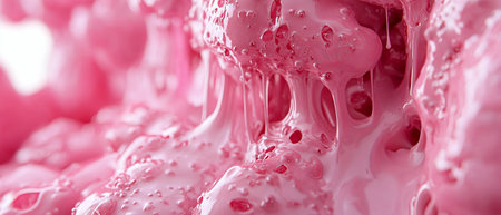 Melting bubblegum creating a gooey and runny texture in a vibrant pink hueの素材