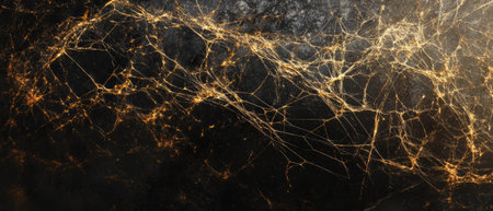 Intricate spiderweb showcasing delicate threads glistening in lightの素材