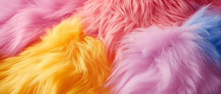 Vivid faux fur textures in bright hues providing a soft and inviting appearanceの素材