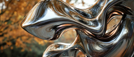 Mirrored sculptures showcasing abstract textures and reflections in artistic displayの素材