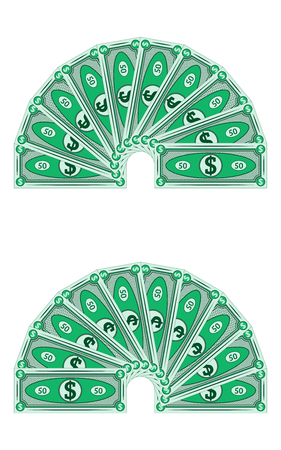 Dollars laid out in a semicircle, vector moneyのイラスト素材