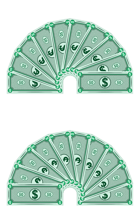 Dollars laid out in a semicircle, vector moneyのイラスト素材