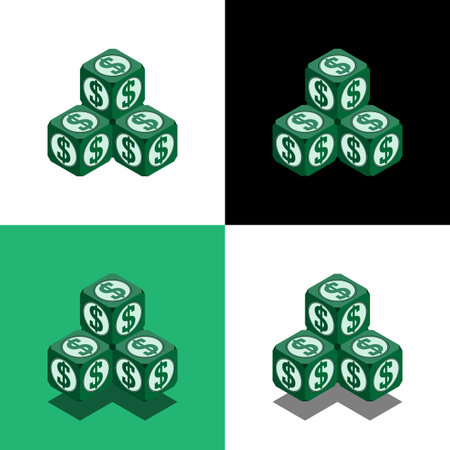 Pyramid of the cubes with dollar logo in isometric view, money pyramidのイラスト素材