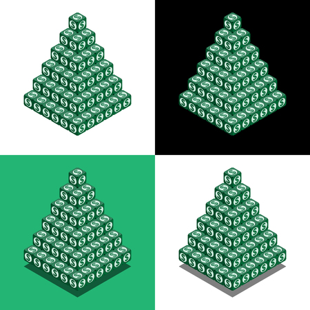 Pyramid of the cubes with dollar logo in isometric view, money pyramidのイラスト素材