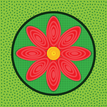Abstract red flower of geometric shapes, petal with curl.のイラスト素材