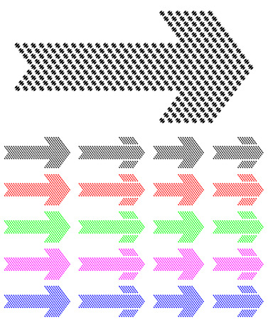 Arrow from a pattern with hatches on a white backgroundのイラスト素材