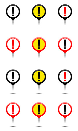 Round pin with exclamation mark, exclamation point markerのイラスト素材