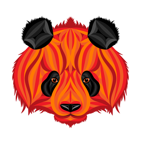 Fire panda, picture of fire bear, panda headのイラスト素材