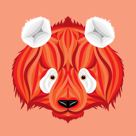 Fire panda, picture of fire bear with white ears, panda faceのイラスト素材