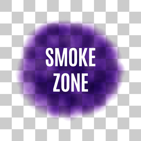 Vector Purple Smoke for Use on Light Background, has Some Transparency. Color Smog with Inscription Smoke Zone on Light Backdropのイラスト素材