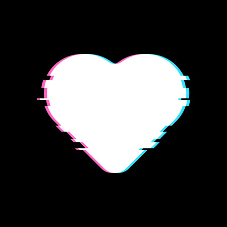 White Heart in Glitch Style. Vector Heart Illustration with Glitch Effect, Modern and Trendy Silhouetteのイラスト素材