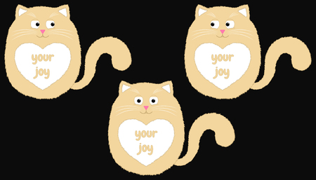 Funny Illustration of Sitting Beige Kitten with White Heart-spot and with Inscription Your Joy.のイラスト素材