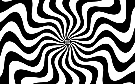 Vector background with Wavy Lines. Creative Background consisting of Stripe Shapes with Liquid effect of Color outgoing from the center. Black and white colorsのイラスト素材