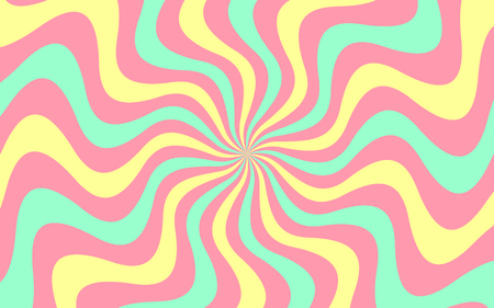 Vector background with Wavy Lines. Creative Background consisting of Stripe Shapes with Liquid effect of Color outgoing from the center. Yellow, light red and turquoise colorsのイラスト素材