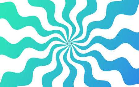 Vector background with Wavy Lines. Creative Background consisting of Stripe Shapes with Liquid effect of Color outgoing from the center. Turquoise-blue gradient colorのイラスト素材