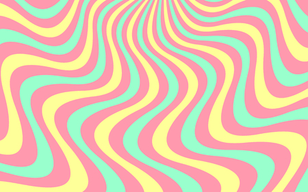 Wavy lines vector background. Simple Background consisting of stripe shapes with liquid effect of soft colors, yellow, turquoise and light red.のイラスト素材