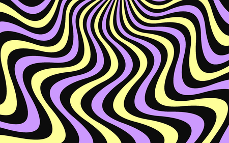 Wavy lines vector background. Simple Background consisting of stripe shapes with liquid effect of colors, black, purple and yellow.のイラスト素材