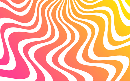 Wavy lines vector background. Simple Background consisting of stripe shapes with liquid effect of colors, yellow-pink gradient.のイラスト素材