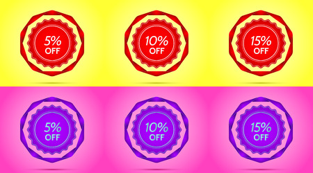 Set of Red and Purple Sale Badges.のイラスト素材