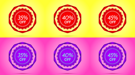 Set of Red and Purple Sale Badges.のイラスト素材