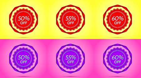 Set of Red and Purple Sale Badges.のイラスト素材