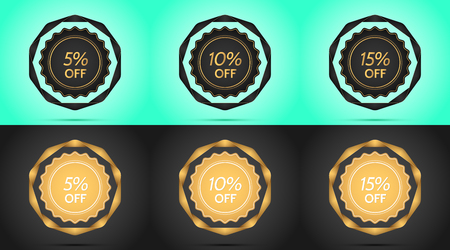 Set of Black and Golden Sale Badges.のイラスト素材