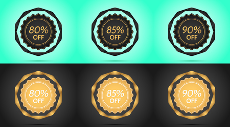 Set of Black and Golden Sale Badges.のイラスト素材