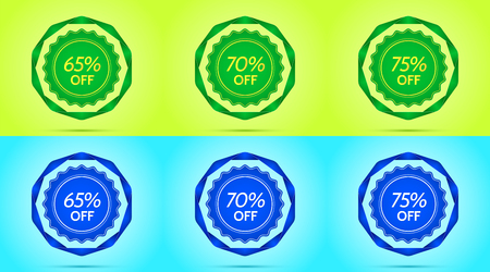 Collection of Green and Blue Sale Badges.のイラスト素材