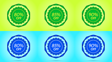 Collection of Green and Blue Sale Badges.のイラスト素材