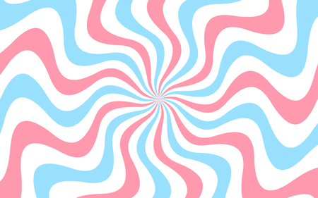 Wavy lines vector background. Creative background consisting of stripe shapes with liquid effect of color outgoing from the center. White, light red and blue colors.のイラスト素材