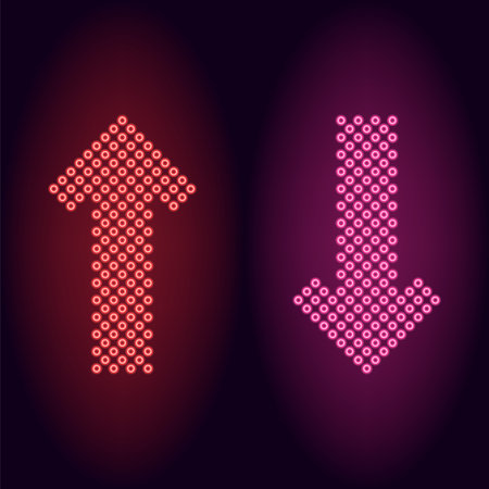 Red and pink neon arrow vector illustration setのイラスト素材