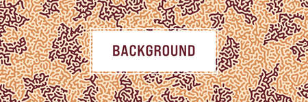 Turing background, organic liquid texture. Pattern with fluid ink shapes, chocolate brown color. Widescreen backdrop, panorama graphic template. Vector illustration. Memphis style, package designのイラスト素材
