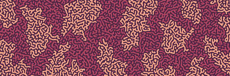 Turing background, organic liquid texture. Pattern with fluid ink shapes, chocolate brown color. Widescreen backdrop, panorama graphic template. Vector illustration. Memphis style, package designのイラスト素材